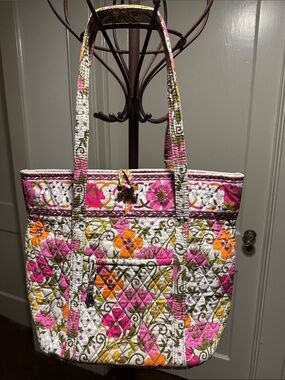Vera Bradley Pink, Orange & White Quilted Floral Tote